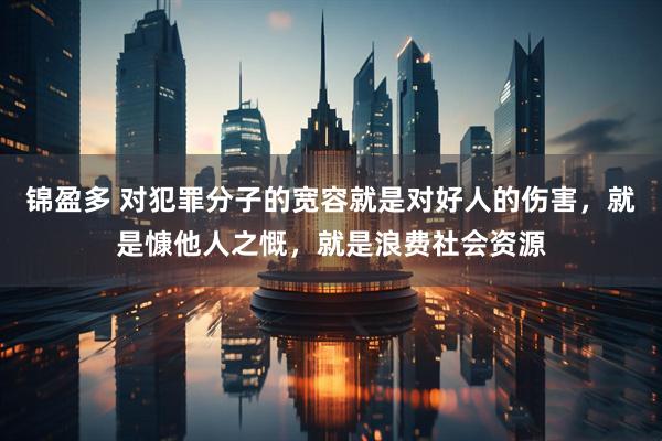 锦盈多 对犯罪分子的宽容就是对好人的伤害,就是慷他人之慨,就是浪费社会资源