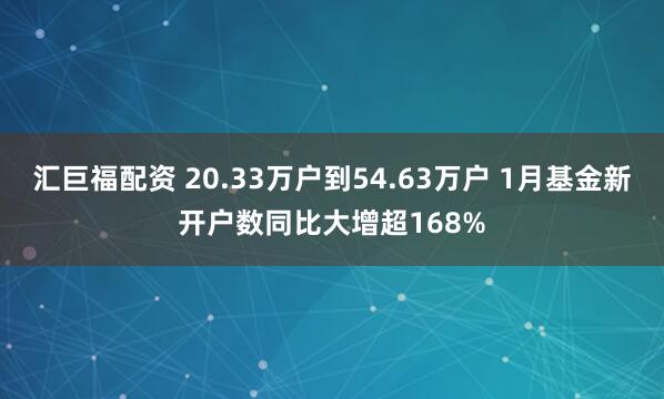 汇巨福配资 20.33万户到54.63万户 1月基金新开户数同比大增超168%