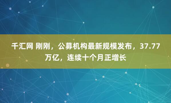 千汇网 刚刚，公募机构最新规模发布，37.77万亿，连续十个月正增长